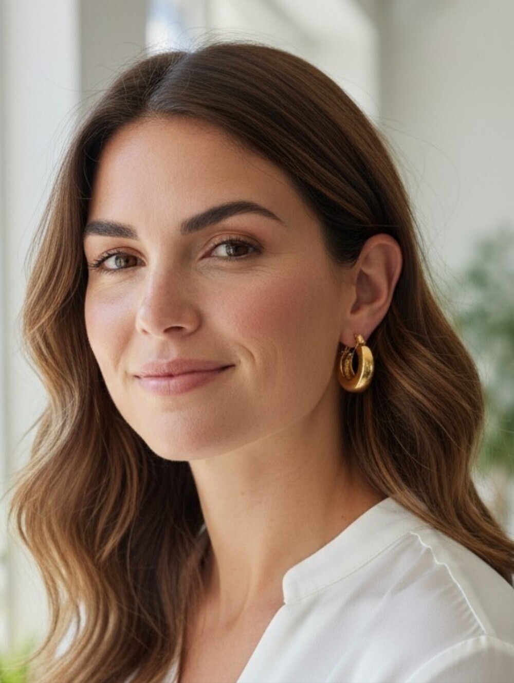 Vintage Gold Tone Chunky Half Hoop Clip-On Earrings | Retro 80s